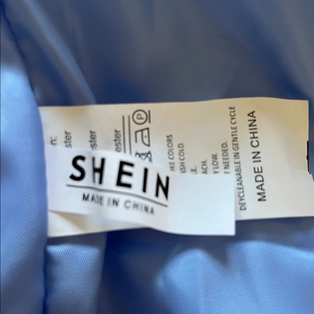 SHEIN Jacket Fashionable Striped Light Blue And White Fabric. Size Large - Picture 2 of 7